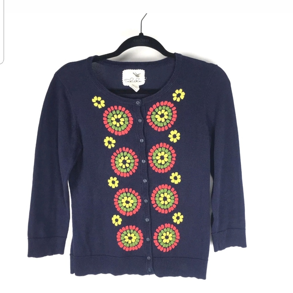 Tabitha Womens Floral Knit Button Cardigan